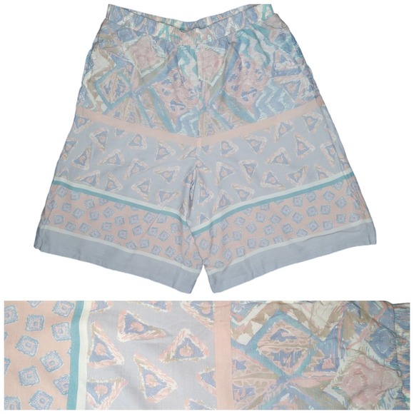 90s Vintage High Waisted Shorts size Medium Hi Rise Pastel Geometric Wide Leg - Picture 1 of 6